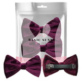 Burgundy velvet bow barrette hair clip for school girl - 2PCS