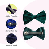 Velvet bow barrette with metal clip, school hair accessory