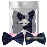 Navy velvet bow barrette for girls, 2PCS