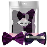 Purple velvet bow barrette hair clip in white box for girls - 2PCS