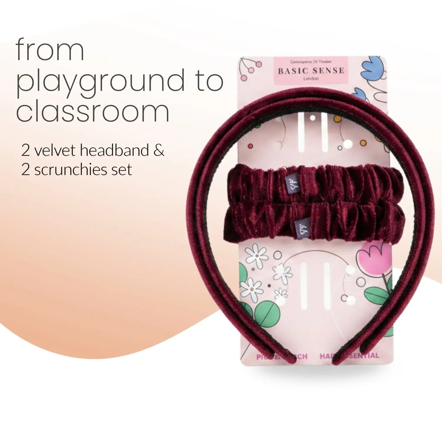 Velvet School Hair Accessory Set - Headbands & Scrunchies in Uniform - Hair Accessory Set