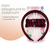 Velvet School Hair Accessory Set - Headbands & Scrunchies in Uniform - Hair Accessory Set