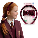 Velvet School Hair Accessory Set - Headbands & Scrunchies in Uniform - Burgundy - Hair Accessory Set