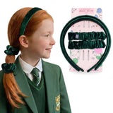 Velvet School Hair Accessory Set - Headbands & Scrunchies in Uniform - Dark Green - Hair Accessory Set