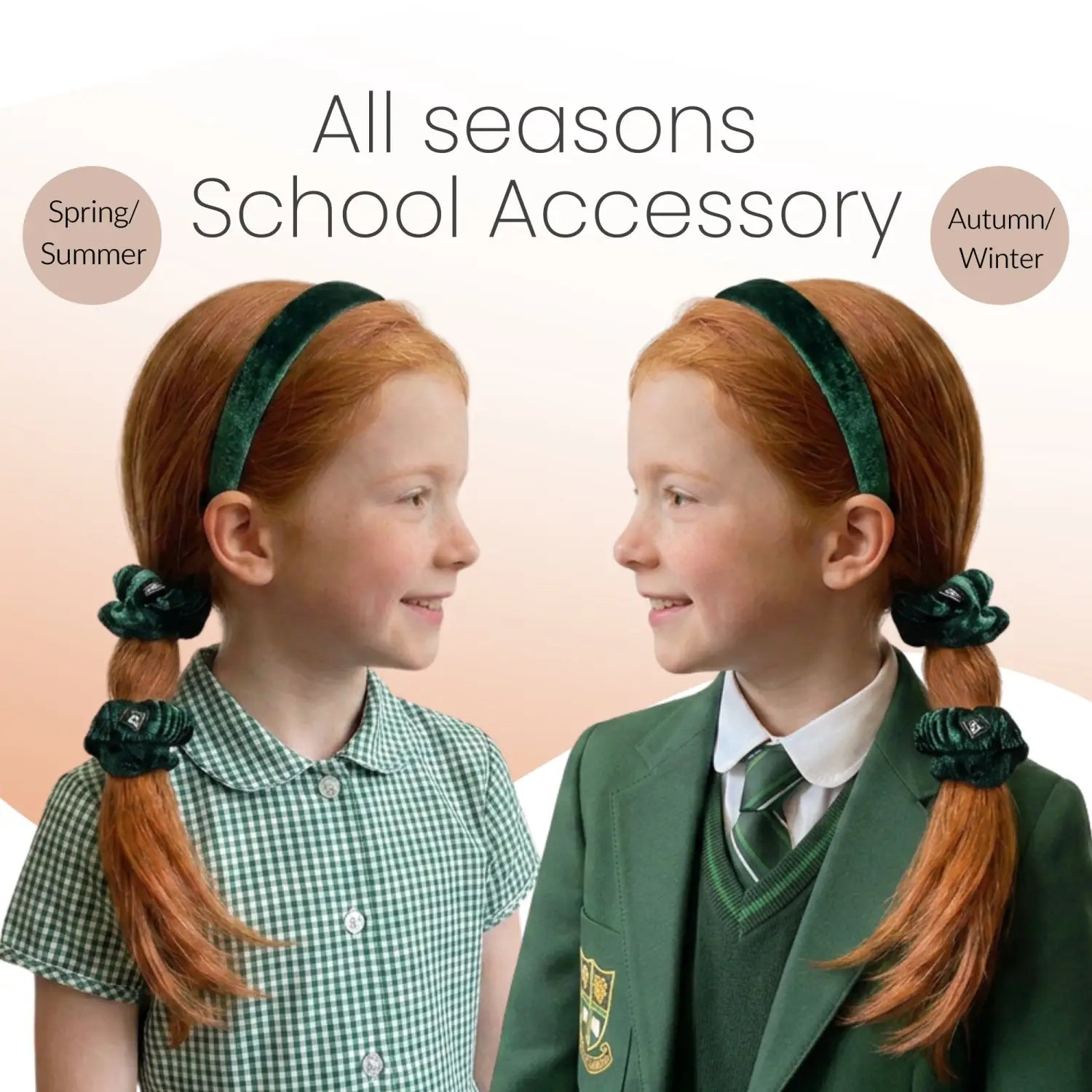 Velvet School Hair Accessory Set - Headbands & Scrunchies in Uniform - Hair Accessory Set