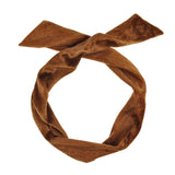 Velvet Wired Bunny Ears Headband in Brown with Top Knot