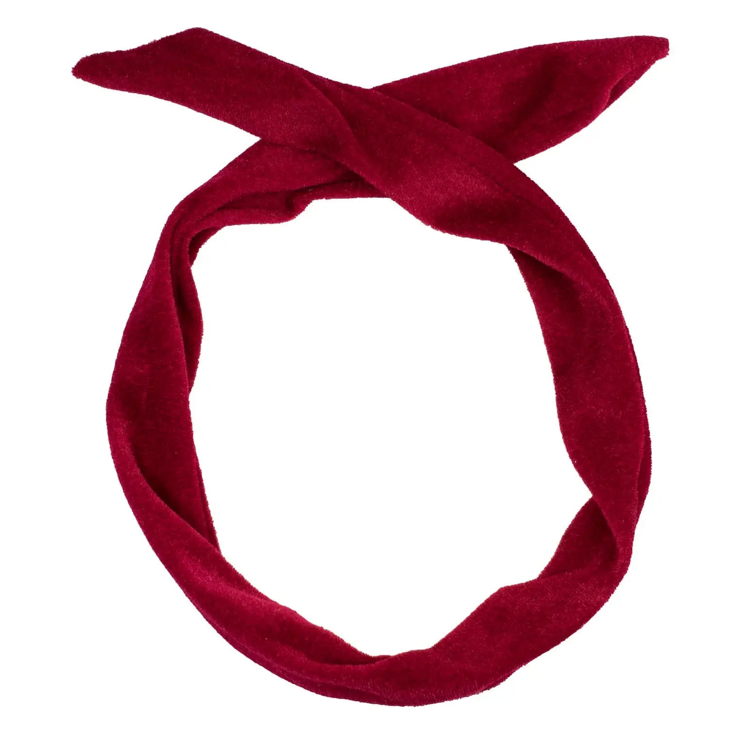 Red Velvet Wired Bunny Ears Headband with Knot