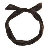 Brown velvet wired bunny ears headband with bow