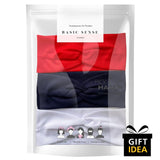 3-pack black, white, red bow tie ties in Versatile Knot Yoga Headband Trio
