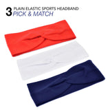 3 pack of plain elastic knot yoga headbands in Versatile Knot Yoga Headband Trio.