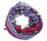 Boho Aztec patterned infinity tube scarf.