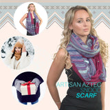 Boho Aztec Snood: Woman wearing colourful scarf