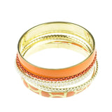 Vibrant Metal Stackable Bangle adorned with pearls and coral