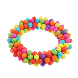 Vibrant multi coloured bracelet with wooden-effect plastic beads