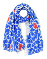 Blue and white scarf with red spots - Vibrant Oversized Heart Print Scarf Wrap