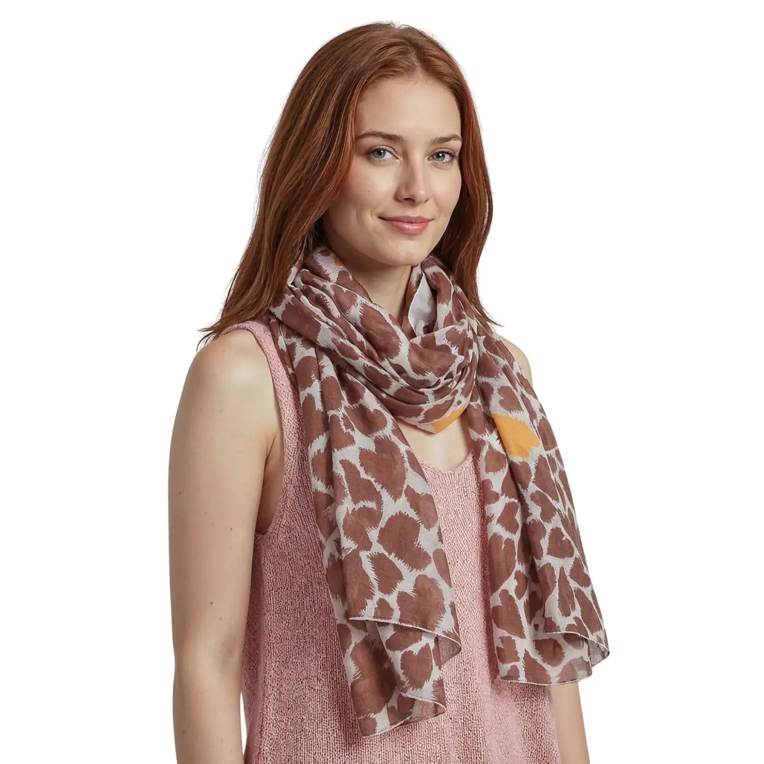Vibrant Oversized Heart Print Scarf Wrap - Dusky Pink - Scarves