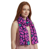 Vibrant Oversized Heart Print Scarf Wrap - Fuchsia - Scarves