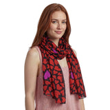 Vibrant Oversized Heart Print Scarf Wrap - Red - Scarves