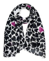 Oversized heart print scarf with pink flowers in Vibrant Wrap
