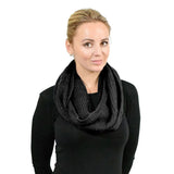 Woman wearing a black scarf - Warm Plain Knitted Snood for Winter