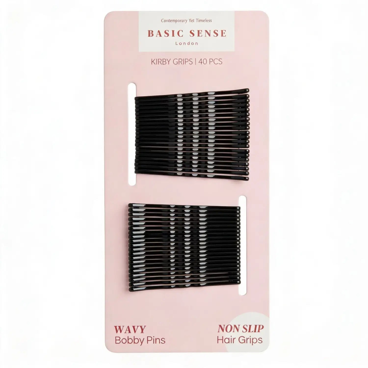 Wavy Bobby Pins - Non-Slip Kirby Grips for Hair Styling - Black - Clips & Grips