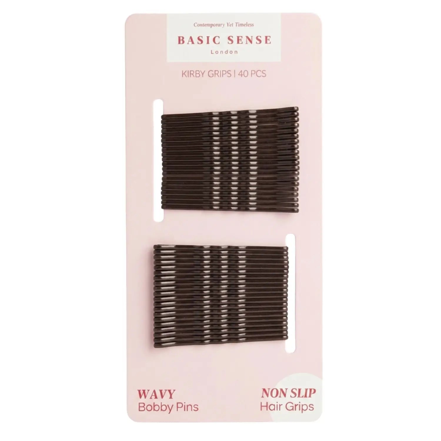 Wavy Bobby Pins - Non-Slip Kirby Grips for Hair Styling - Dark Brown - Clips & Grips