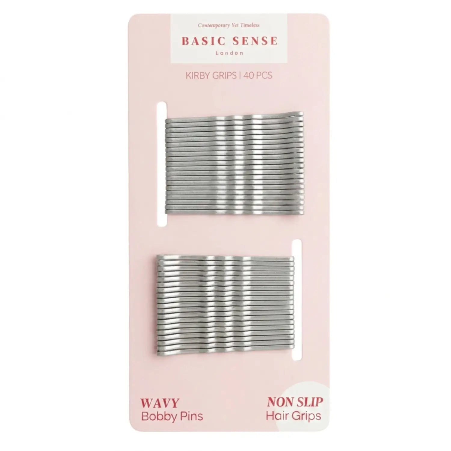 Wavy Bobby Pins - Non-Slip Kirby Grips for Hair Styling - Silver Grey - Clips & Grips