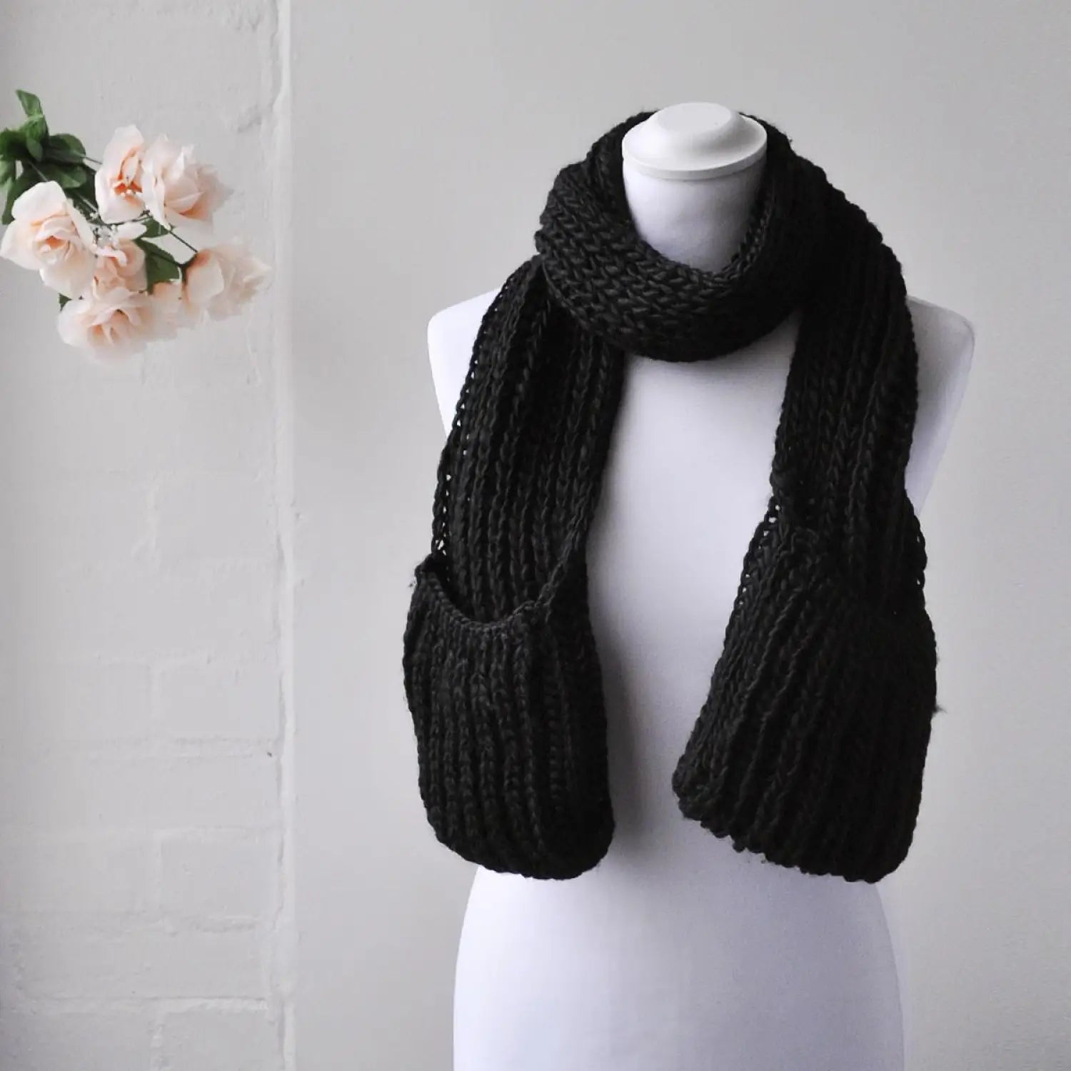 Winter Chunky Knitted Scarf with a Mannequin Display.