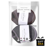 Basic Sense socks package with a gift idea label for Winter Earmuffs and plain scarf