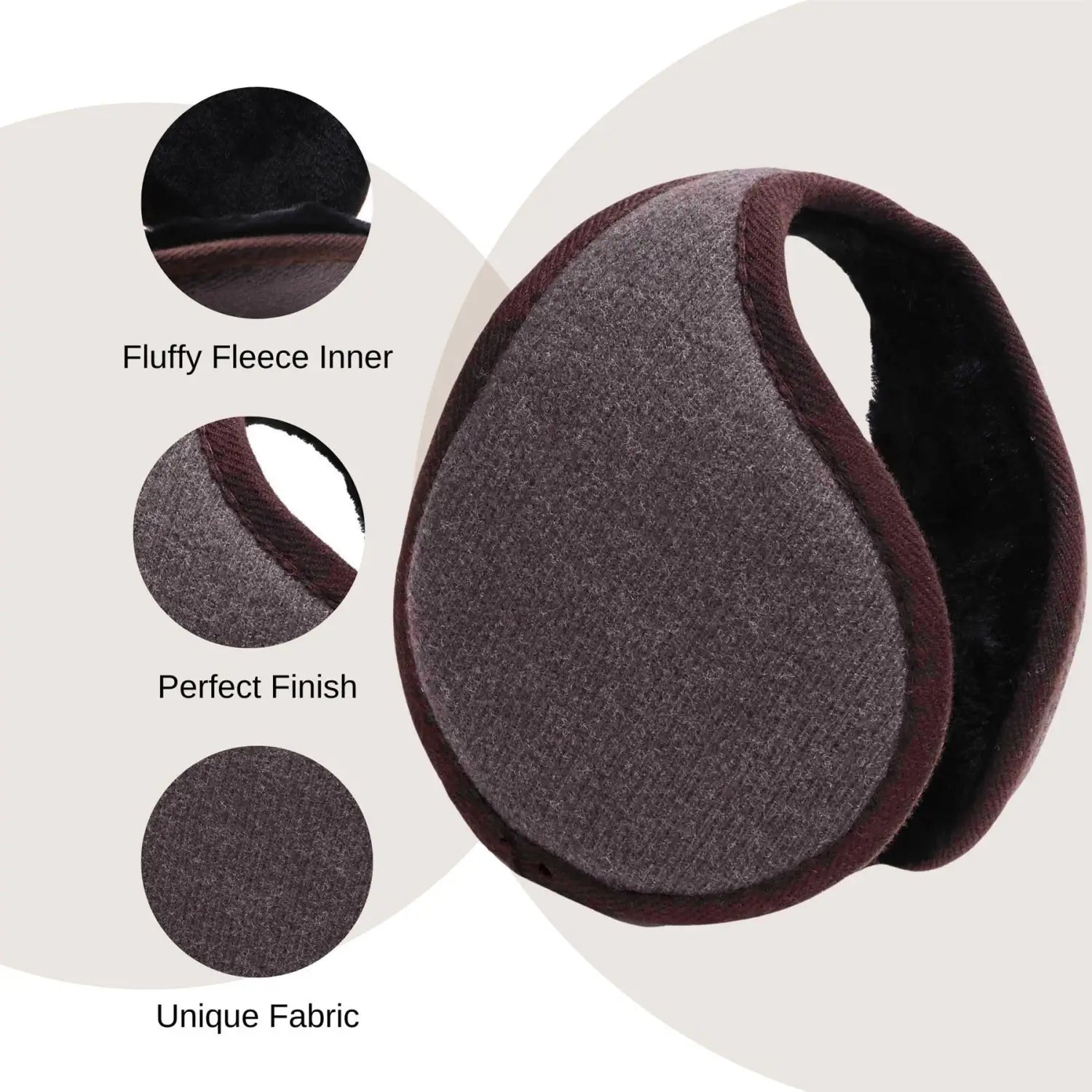 Sleek dark gray ear warmers for winter, a stylish alternative to a plain scarf