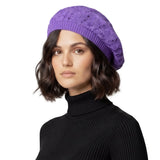 Women’s Cable Design Knitted Crochet Beanie Hat - Purple - Hats