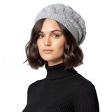 Women’s Leaf Design Knitted Crochet Beanie Hat - Grey - Hats