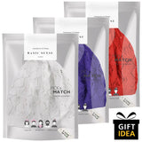 Three bags of match teas with the same logo displayed in Women’s Leaf Design Knitted Crochet Beanie Hat.