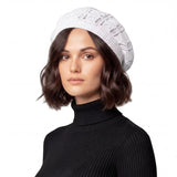 Women’s Triangle Design Knitted Crochet Beanie Hat - White - Hats