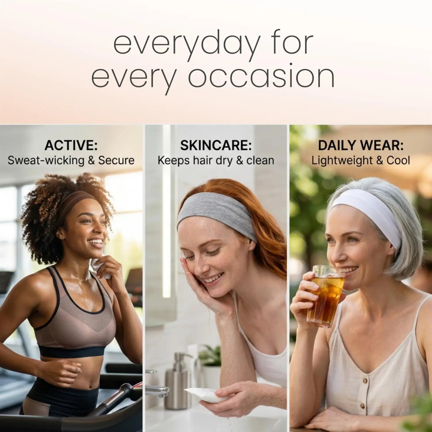 Workout Headbands for Women – Non-Slip Cotton Sweatbands - Headbands