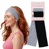 Workout Headbands for Women – Non-Slip Cotton Sweatbands - Black - Grey / 7cm Width - Headbands