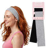 Workout Headbands for Women – Non-Slip Cotton Sweatbands - Black - Grey / 5cm Width - Headbands