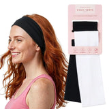 Workout Headbands for Women – Non-Slip Cotton Sweatbands - Black - White / 7cm Width - Headbands