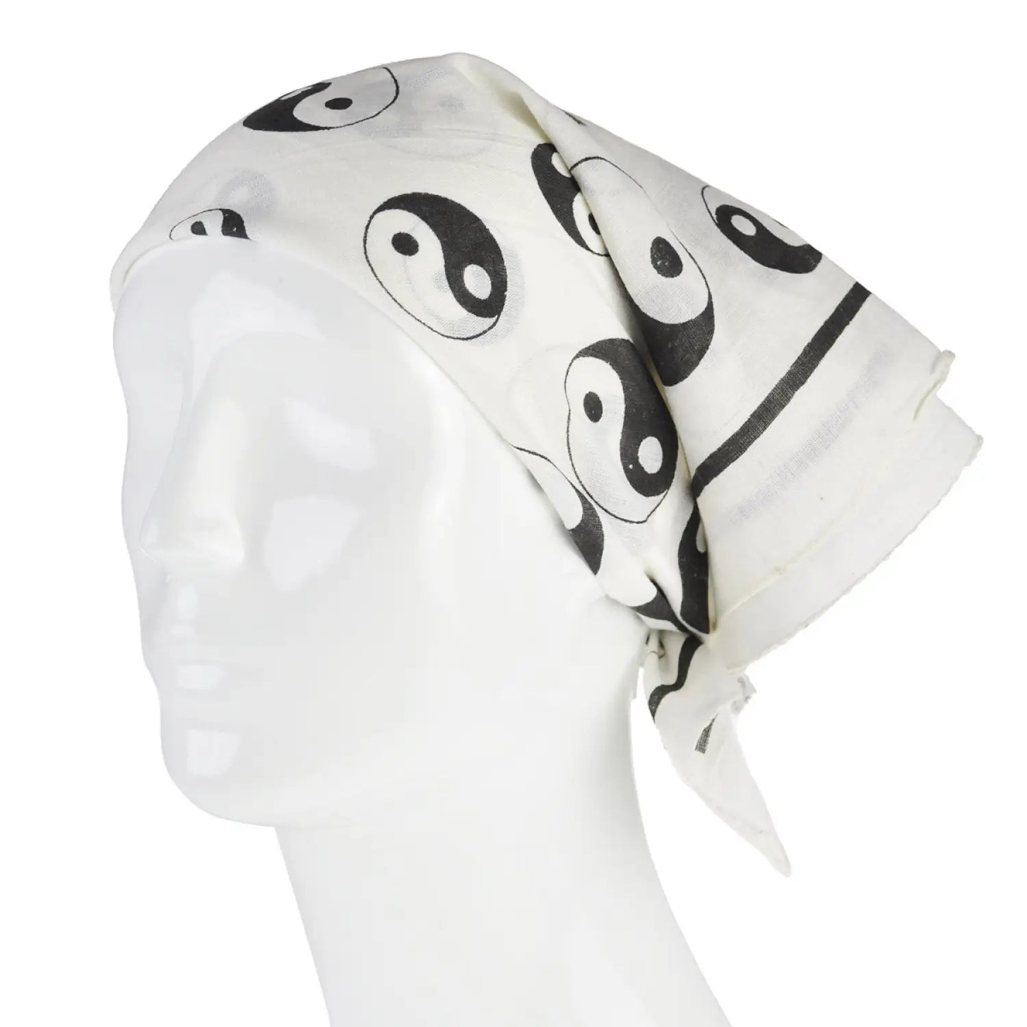 Ying Yang Print Square Bandana in 100% Cotton, silk head scarf.